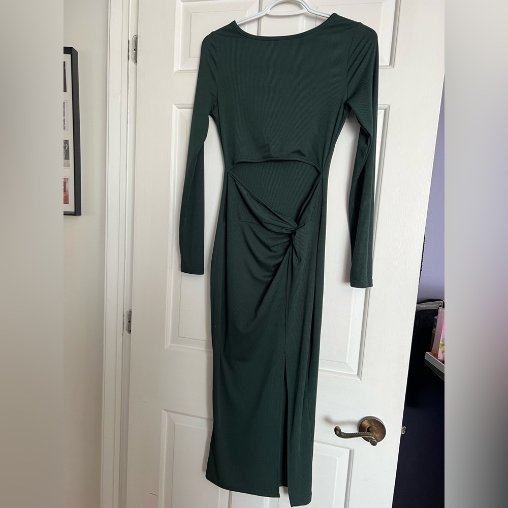 SHEIN Dark Green Long Sleeve Dress